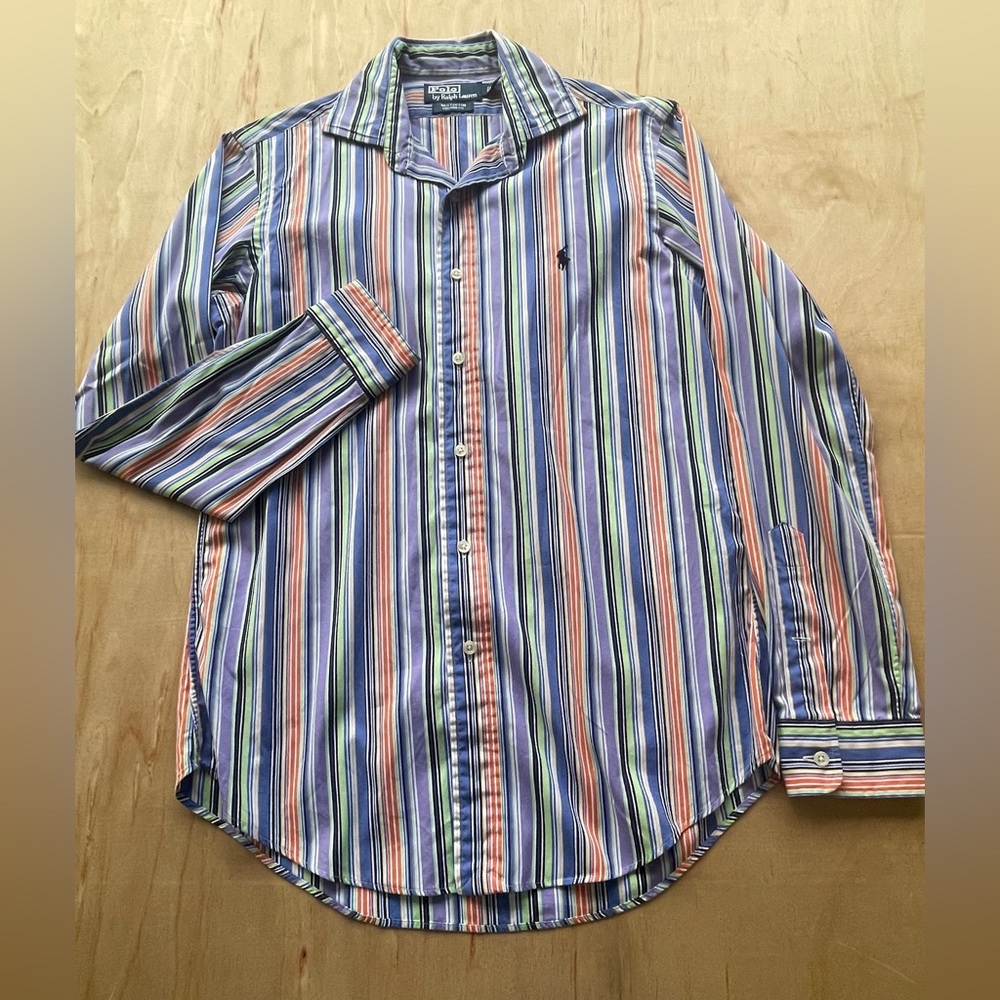 Sharp Polo Ralph Lauren Westerton Custom Fit Button Up Men's Shirt Small Striped